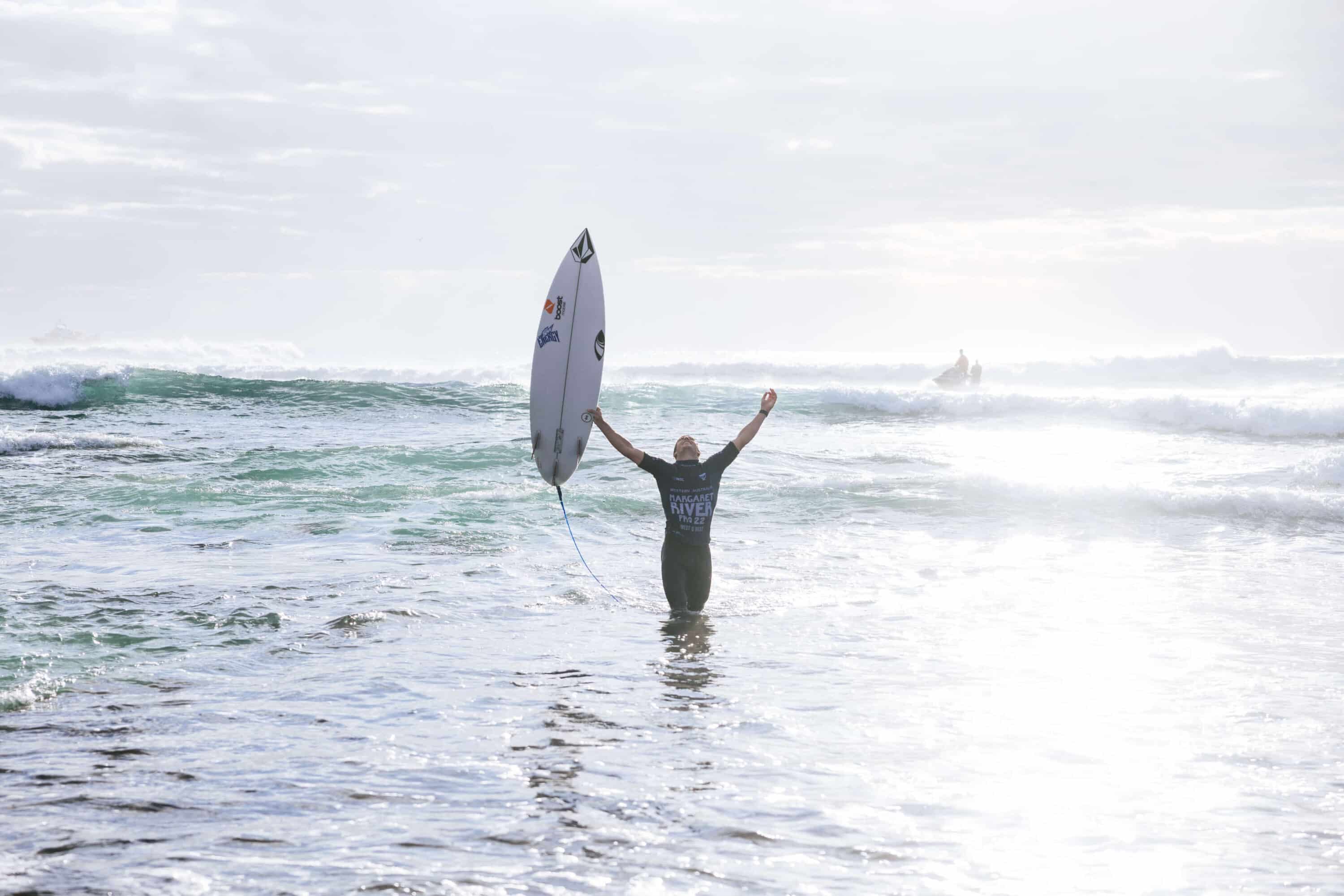 Jack Robinson moments after claiming victory at Margaret River in 2022