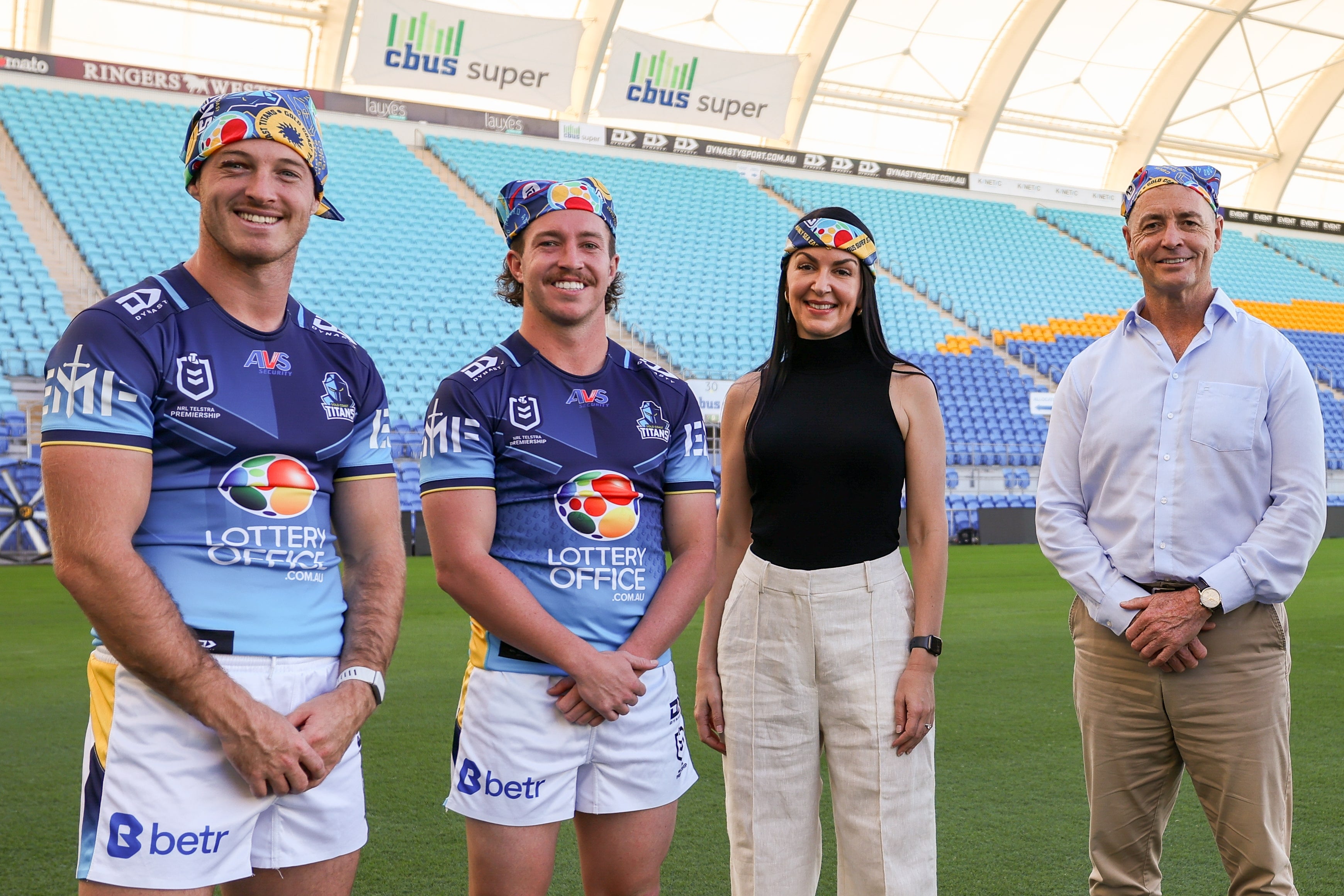 Gold Coast Titans Players in Bandannas Supporting Canteen
