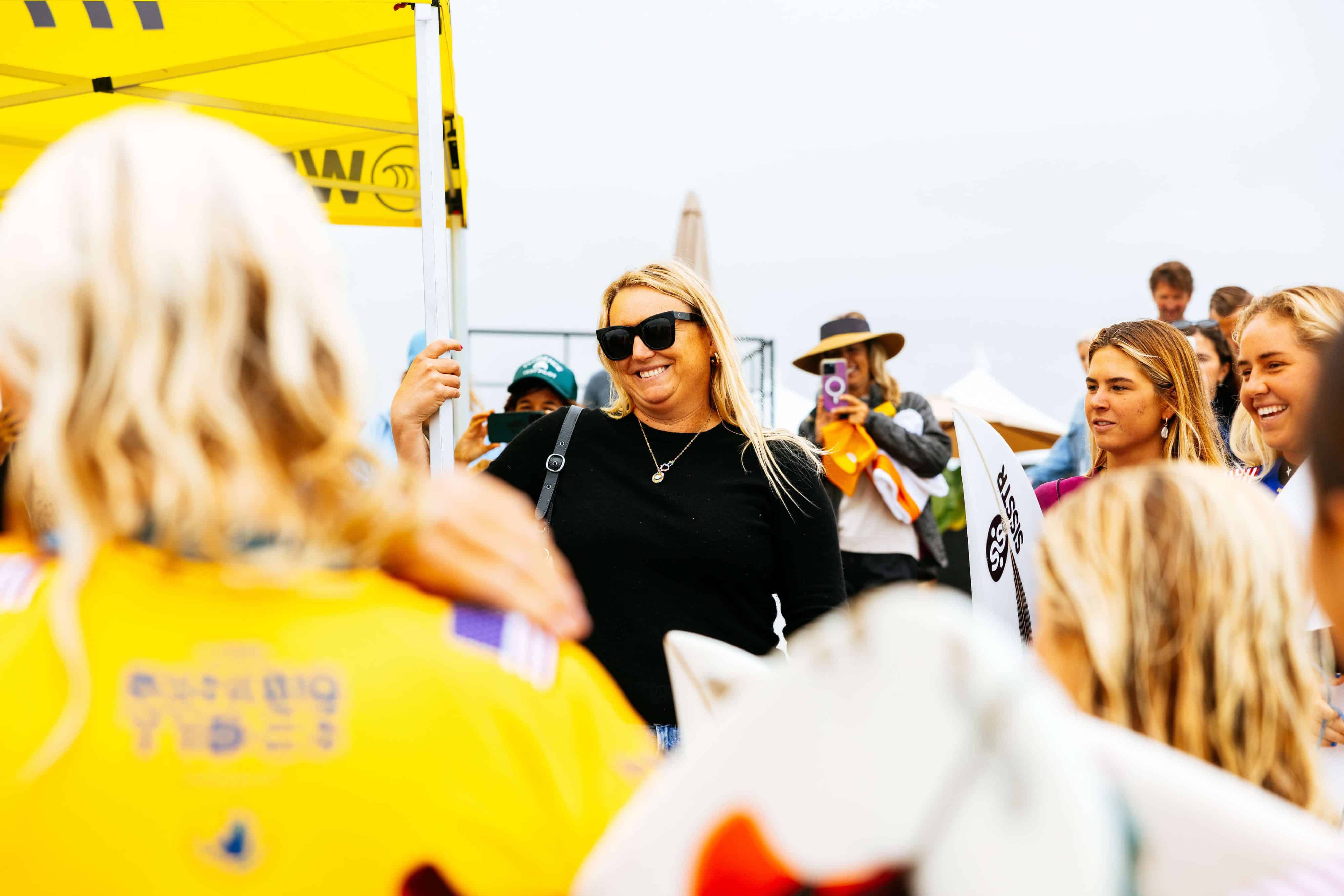 Jessi Miley Dyer participates in the rising tides program prior to the commencement of the Lexus Trestles Pro