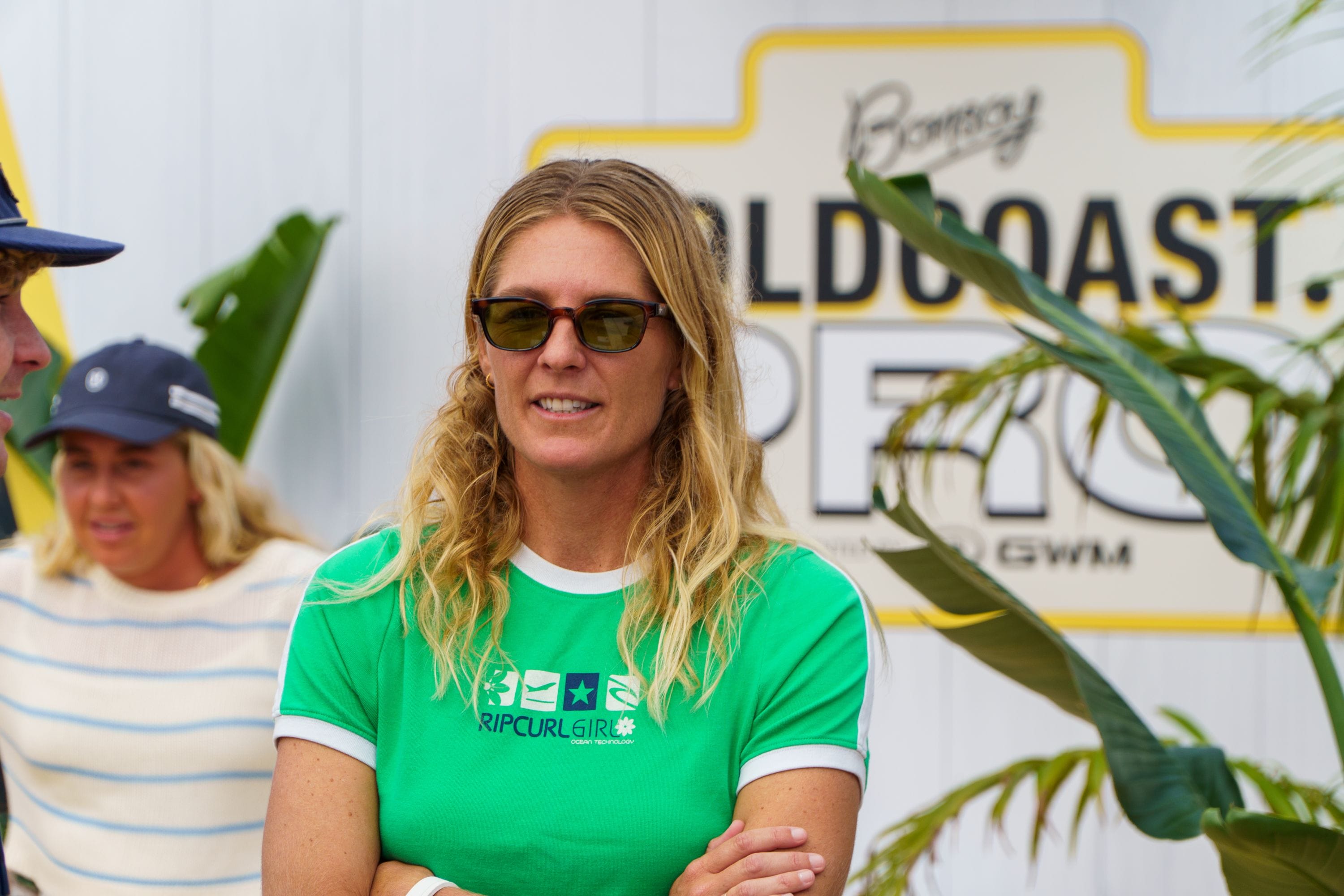 Stephanie Gilmore on site at the Gold Coast Pro at Burleigh Heads in 2025