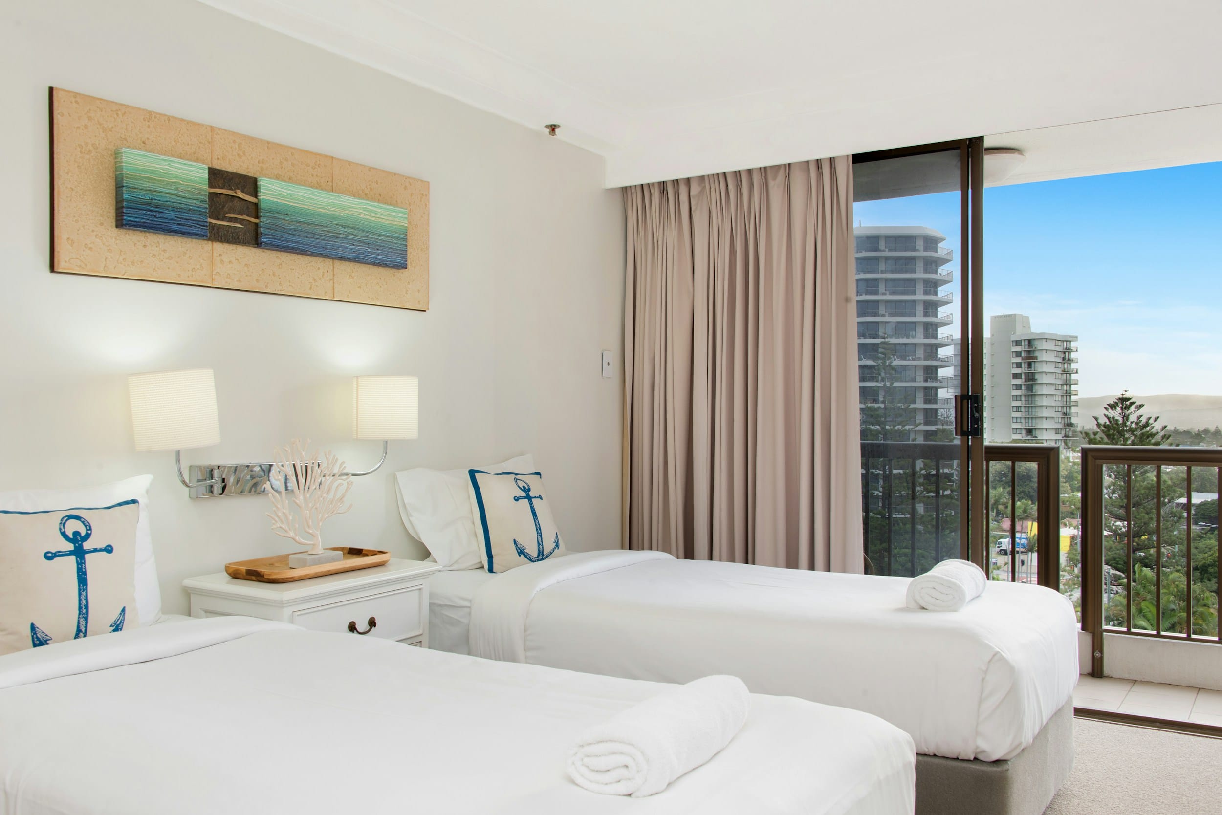 a bedroom with a large bed in a room