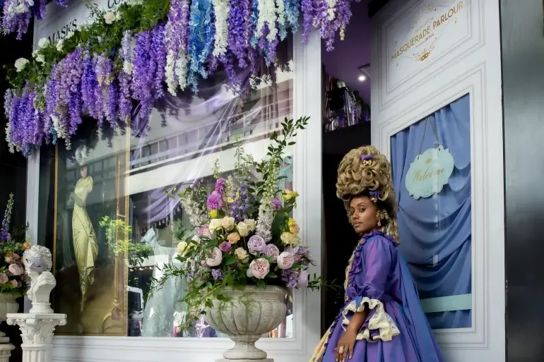 Netflix's free Bridgerton pop-up is now open at 362 Little Collins St, featuring pampering stations, character masks and ballroom photo ops.