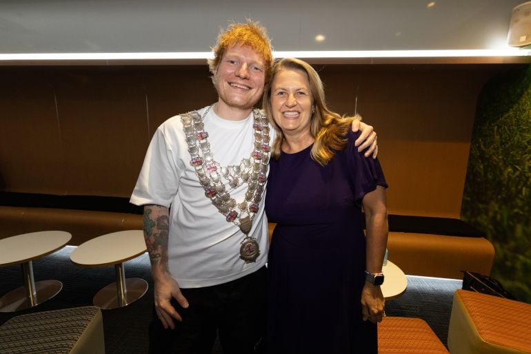 Ed Sheeran visited Ipswich, signed a mural, and was named honorary co-mayor ahead of his sold-out Brisbane shows.