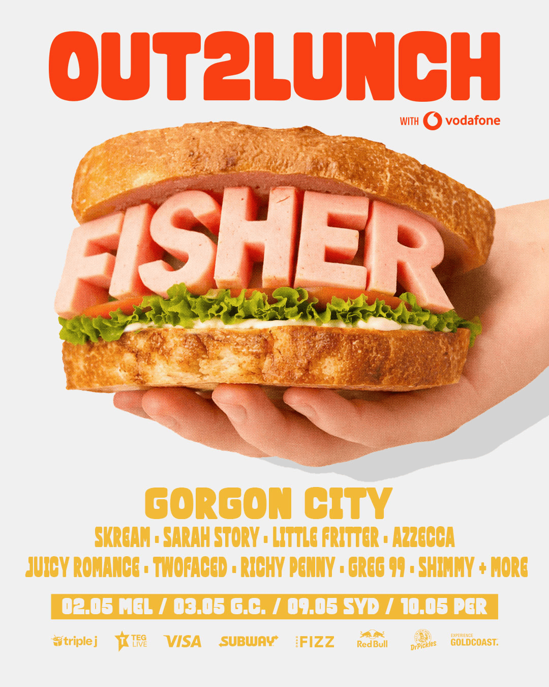 FISHER’s Out 2 Lunch Festival expands nationally in May 2026 with stops in Melbourne, Gold Coast, Sydney and Perth. Tickets on sale 25 February