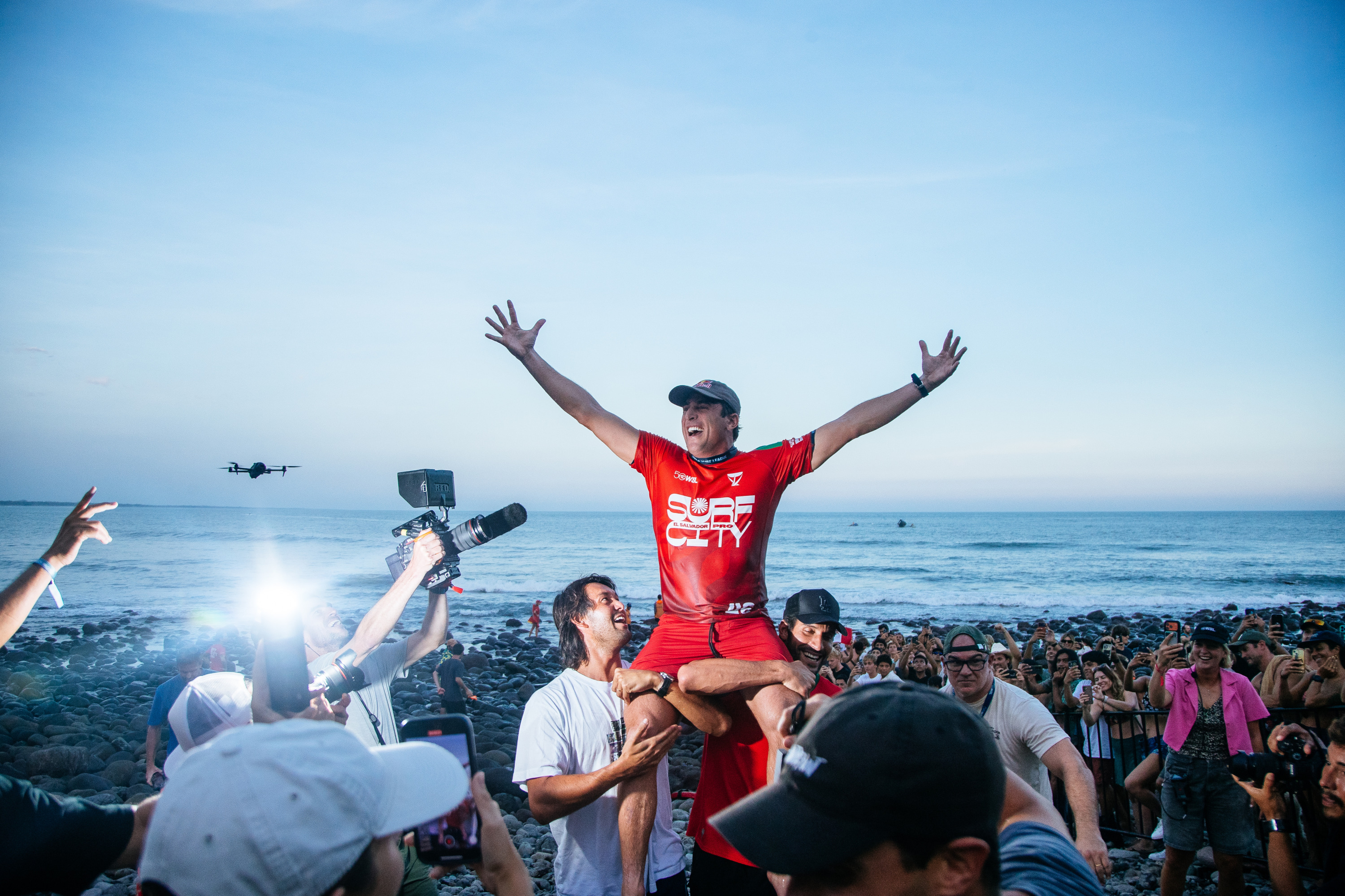 PUNTA ROCA, LA LIBERTAD, EL SALVADOR - JUNE 13: Leonardo Fioravanti of Italy after winning the Surf City El Salvador Pro on June 13, 2026 at Punta Roca, La Libertad, El Salvador. (Photo by Oscar Jimenez/World Surf League)