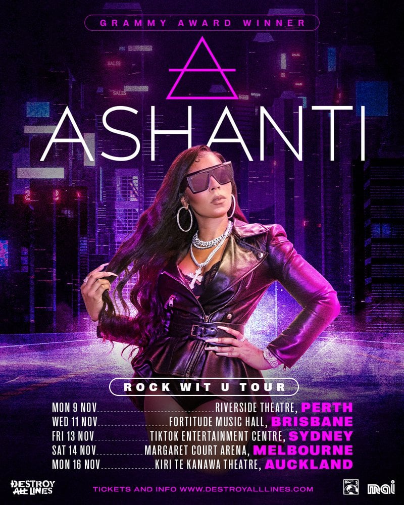 Grammy-winning R&B artist Ashanti is returning to Australia and New Zealand this November for her Rock Wit U arena tour.