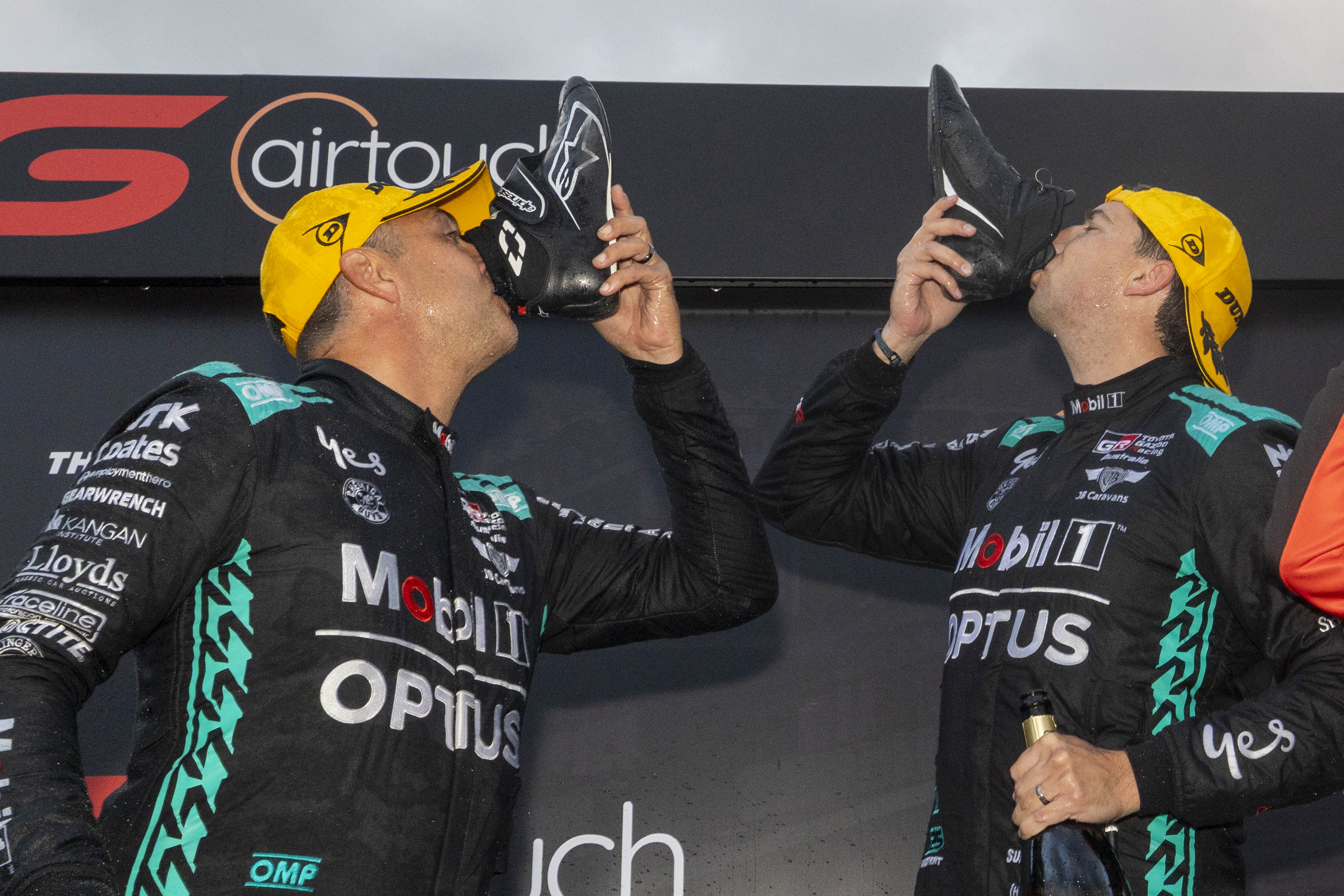 Chaz Mostert and Fabian Coulthard win the AirTouch 500 for Toyota at The Bend after mastering changing weather conditions.