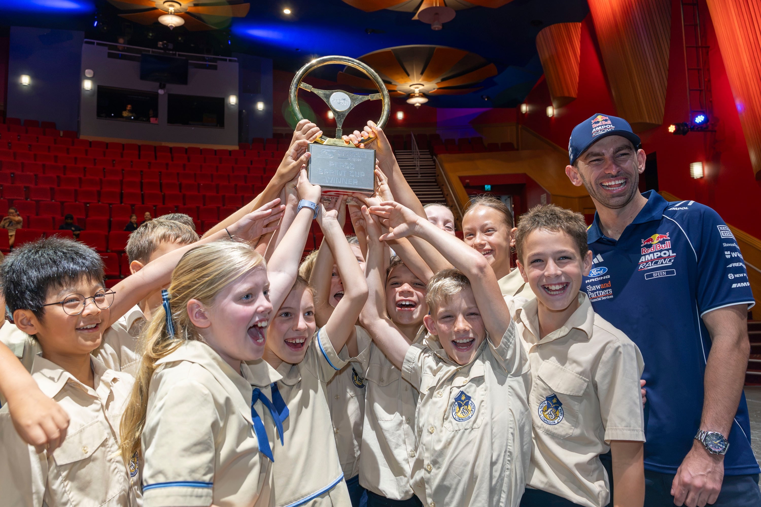 Supercars star Broc Feeney visits All Saints Anglican School before launching his Gold Coast 500 title campaign.